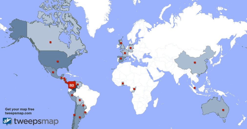 Mis seguidores viven en Colombia(79%),Estados Unidos(5%),Chile(4%) y más tweepsmap.com/!EmprendaCo