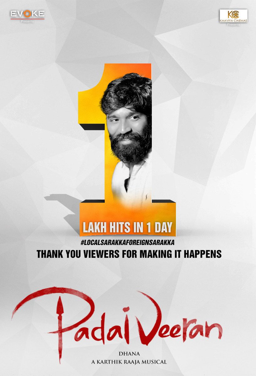 U1Records's tweet photo. 1 Lakh+ Views & Counting.. #LocalSarakka from #Padaiveeran
▶️ https://t.co/5AhITV44zV
@IAMVIJAYYESUDAS #Dhana #KarthikRaaja https://t.co/NfKge96EHe