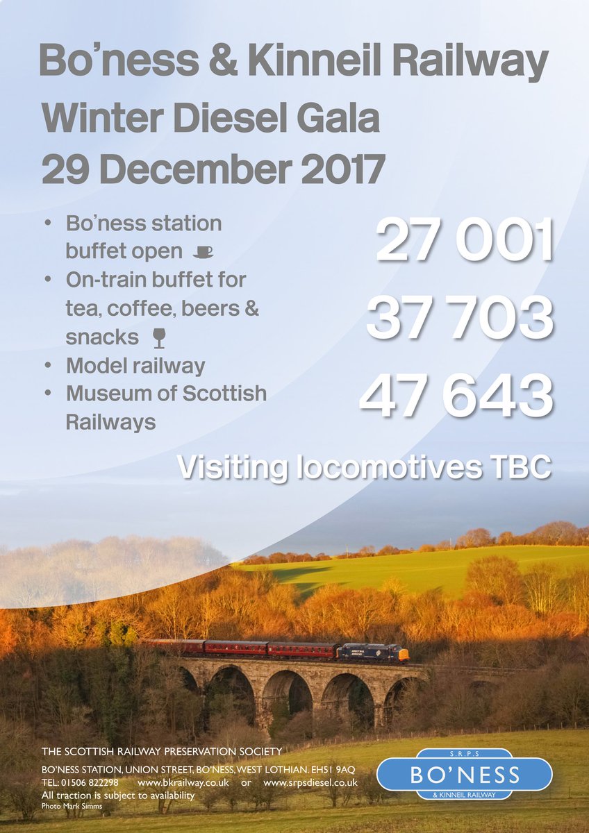 bonessrailway's tweet photo. Timetable now confirmed for our @SRPSDieselGroup #WinterDiesel Gala available to download at https://t.co/FHmGtbIww5  Visiting loco from @ColasRailUK and a class 88 from @DRSgovuk ^JS https://t.co/ZMly5MZoUX