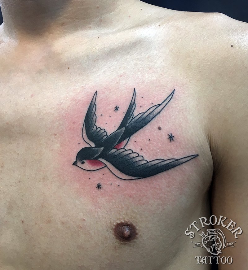 Stroker Kan On Twitter 2nd Tattooはスワロー 胸にオールドスクールなタッチでonです Yさん 来年もよろしく