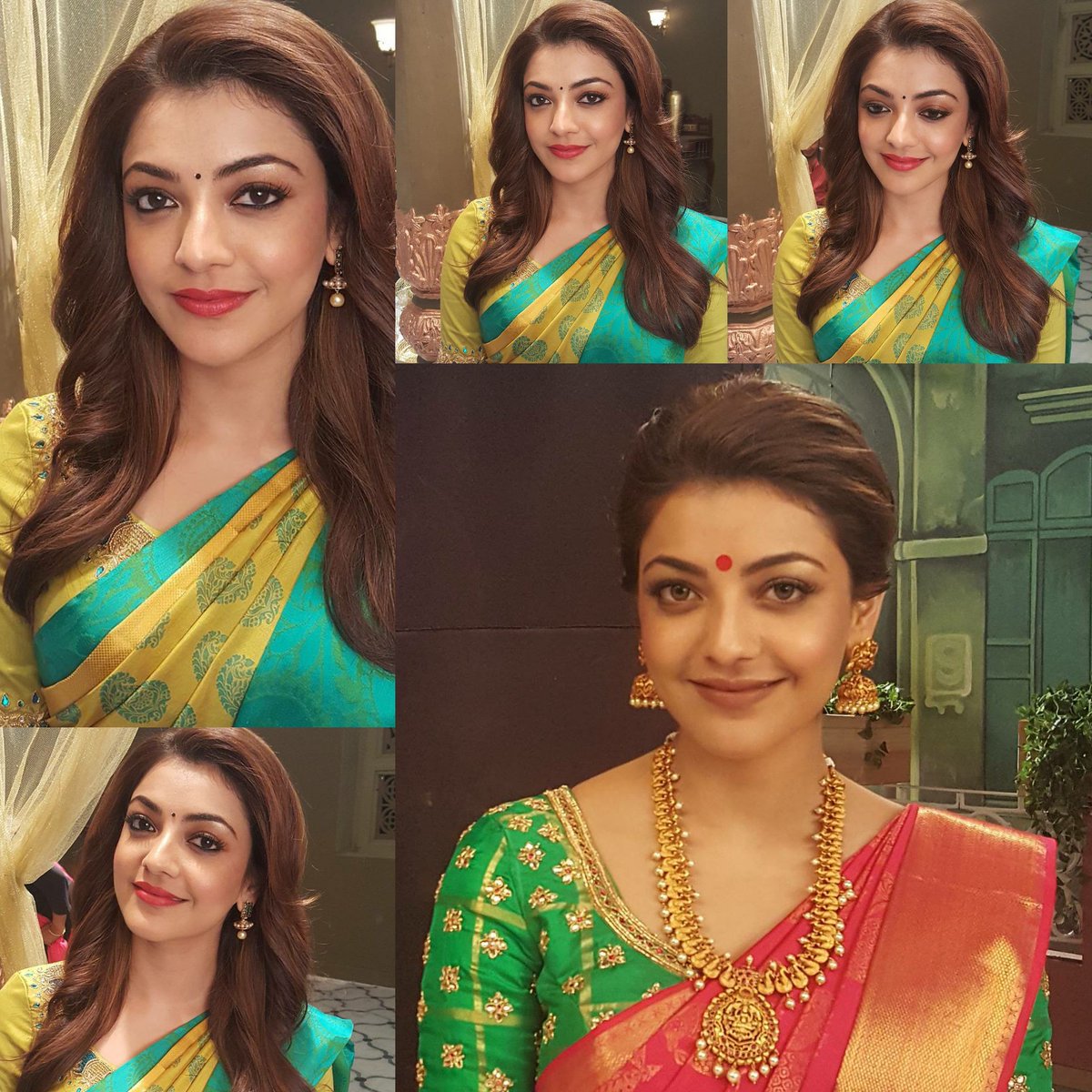 PalepuGouri's tweet photo. The Beautiful Princess @MsKajalAggarwal in #jayachandran #saree ...She's fabulous in #saree ...Beauty by @Loveleenashokr ...#kajuloveleen #superbcombo #Makeupbyloveleen https://t.co/LkekwzzTjF