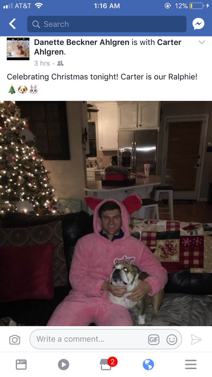 carter_1998's tweet photo. Danette made me wear this at our fam Christmas then put me on blast over social media 😢 https://t.co/kaWg5KIebM
