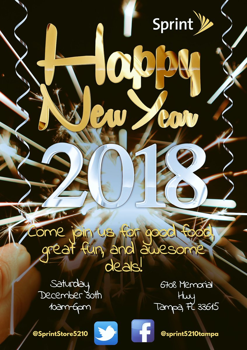 TMobileTX's tweet photo. Let’s celebrate the New Years the right way! Come join us on December 30, 2017. We have have awesome deals, food and FUN! Have a question about your bill? Need someone to show you how to operate your new wireless device? Come see us @6708 Memorial HWY STE 101 Tampa FL 33615 https://t.co/ijdiqQNvtH