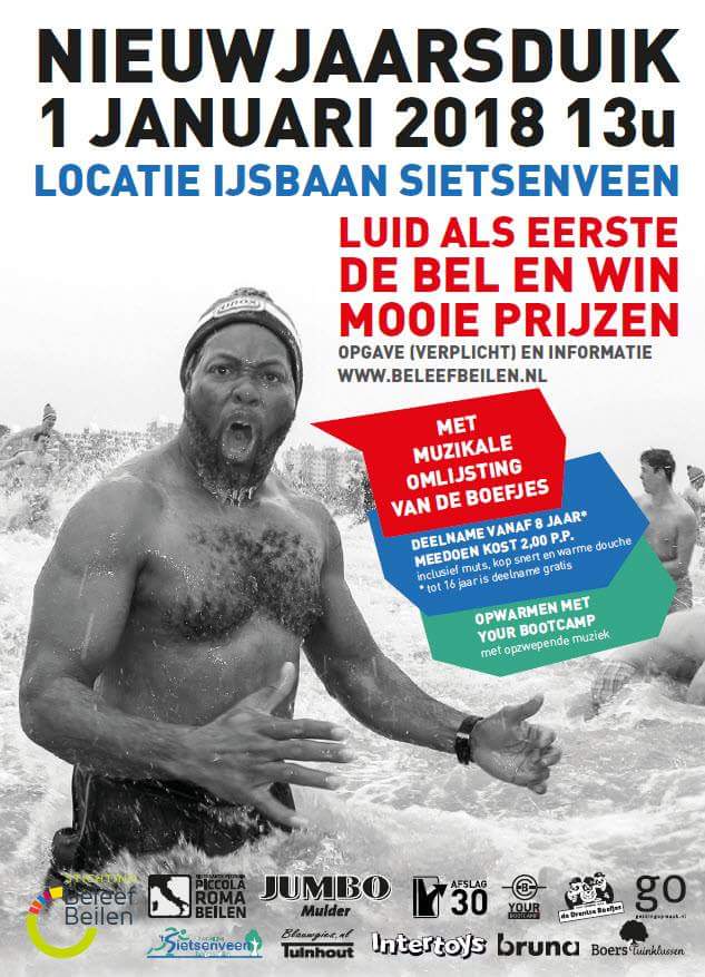 Trotseer jij de kou op nieuwjaarsdag tijdens de Unox nieuwjaarsduik in Beilen?