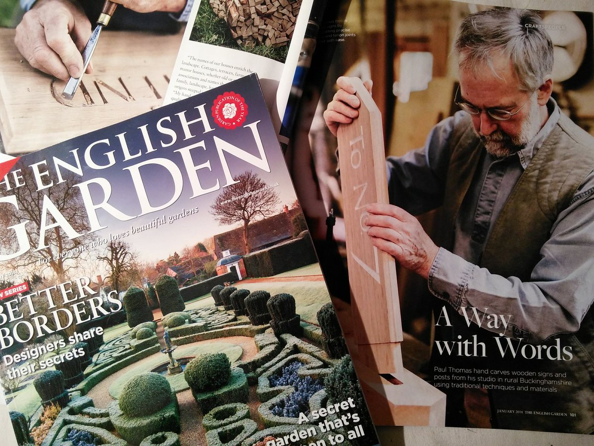 Lovely article about my hubby, Paul Thomas <a href="/Oakwords/">Paul Thomas</a> #lettercarving in the Jan issue <a href="/TEGmagazine/">The English Garden</a> The English Garden