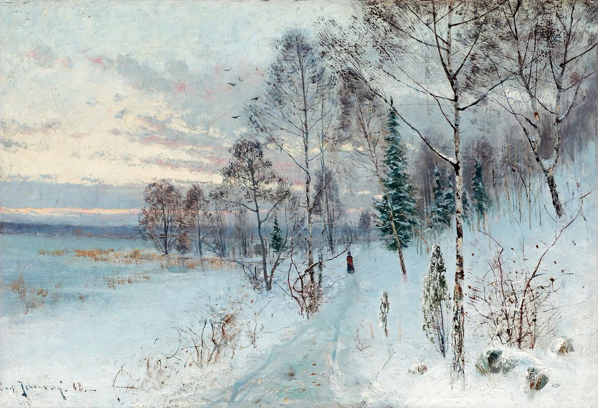 MenschOhneMusil's tweet image. Carl Johansson (Swedish, 1863-1944) - Winter Road, 1888.