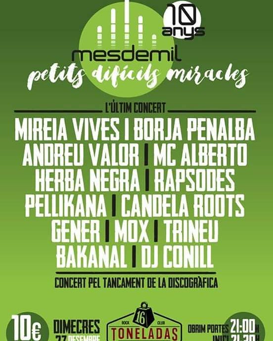🙈 Avui és un dia una mica agredolç!

⚡ Ens veiem al concert de cloenda de <a href="/mesdemil/">Mésdemil</a> a la #16toneladas  de València!