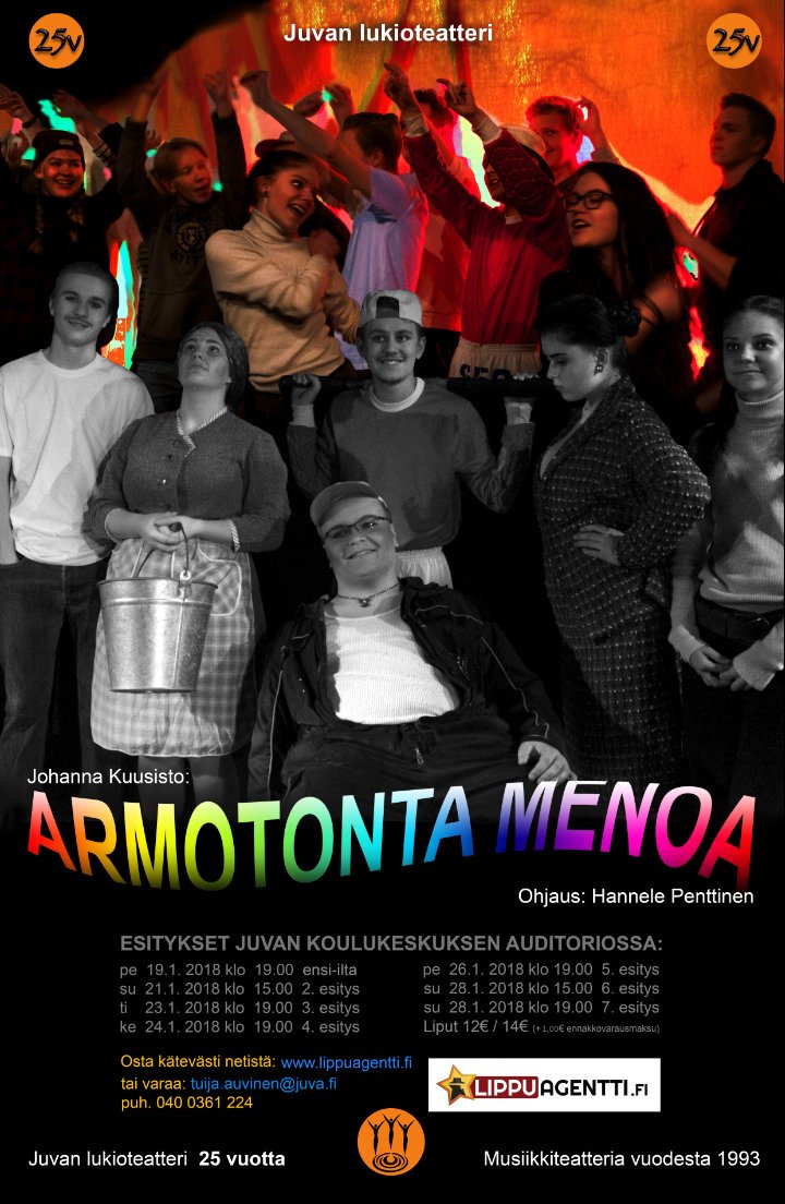lippuagentti's tweet photo. Armotonta menoa teatteriesitysten liput tulivat myyntiin, kannattaa varata ajoissa sillä lippuja on #rajoitetusti 🕵️‍♂️ #armotontamenoa #juva https://t.co/sDzpRMIX5v 
Esitykset 19. - 28.1.2018 https://t.co/SJAUtNP69B