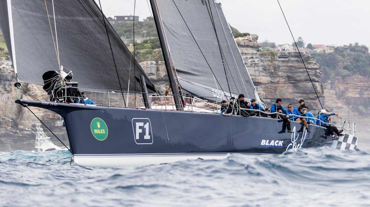 "We're both surprised that this boat could beat that record," Black Jack skipper Mark Bradford happy to be the third boat in, ahead of last year's race record #RolexSydneyHobart