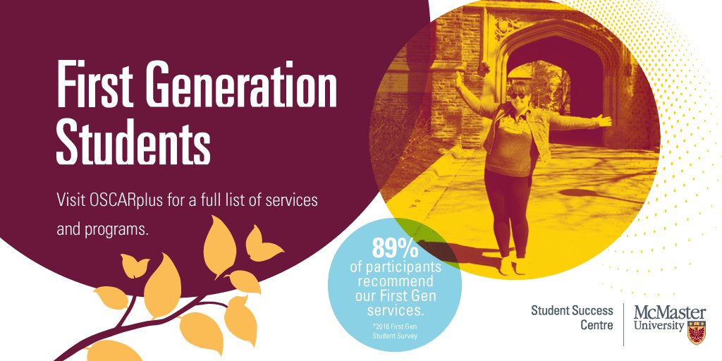 MacSSC's tweet photo. Did you know that there is a First Generation VIP Group that gives you access to Peer Mentors, the opportunity to meet 1:1 a Career Development Advisor and much more? #macfirstgen #hamont https://t.co/iPMkczP076