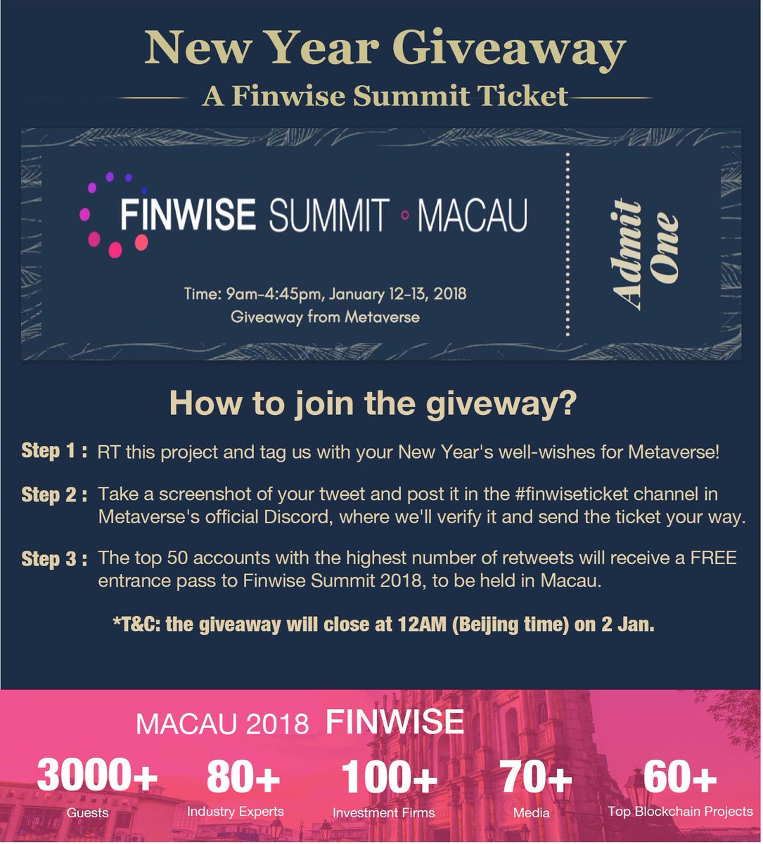 mvs_org's tweet photo. New Year Giveaway! RT this project and tag us with your New Year's well-wishes for Metaverse! 🎁🎁🎊🎊 @finwise_org 
Metaverse's official discord: https://t.co/IeMnrjlIwR
#giveaway #NewYear #NewYear2018 #BlockchainTechnology #Blockchain #fintech #Metaverse https://t.co/pVCf0Dey4O