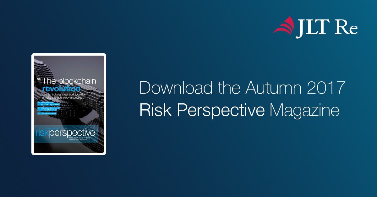 JLT_Re's tweet photo. Read more about #blockchain, #wearabletech, #InsurTech and #CapitalModels in the Autumn 2017 Risk Perspective https://t.co/bRT8dCkUt5 https://t.co/DSb6pbQl3T