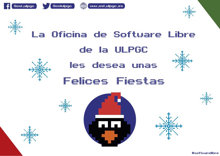 La Oficina de Software Libre de la <a href="/ULPGC/">ULPGC</a> les desea unas ¡Felices fiestas! 🎉🎄🎅🏼✨