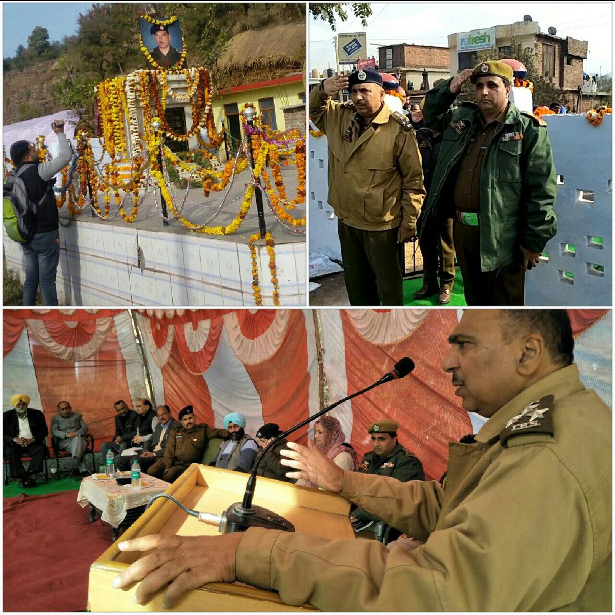 Visited at the memorial of Shaheed Ghanishyam Khajuria DySP at Village Kallar District Rajouri on 18th Death Anniversary and paid rich tributes and also encouraged the bereaved family.