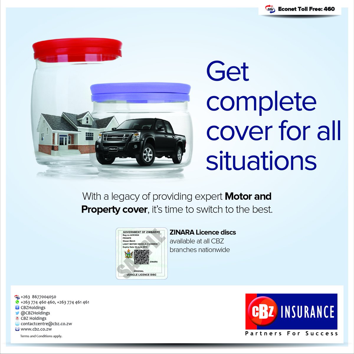 CBZHoldings's tweet photo. As the year draws to an end, make sure you renew all your insurance on time and avoid unnecessary lapses. Call your #PartnersForSuccess for all your insurance needs on Econet Toll fre 460 or 461. We are open 24/7 all holidays included.
#SwitchToTheBest https://t.co/5AgNTw7zWJ