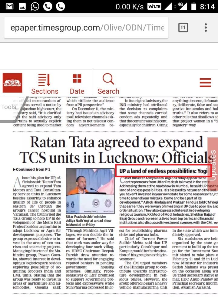 SinghTarapur's tweet photo. Thanks To Yogi Ji CM UP and Ratan Tata for their tremendous efforts to expand employment in Lucknow. We Youth are very Excited to know that Ratan Tata has agreed for Expansion of TCS and  IT Sector in Lucknow. 
Thank You @UPGovt ,@CMOfficeUP , @Ratanta32269963 ,@RNTata2000 https://t.co/viYC0aOOzF