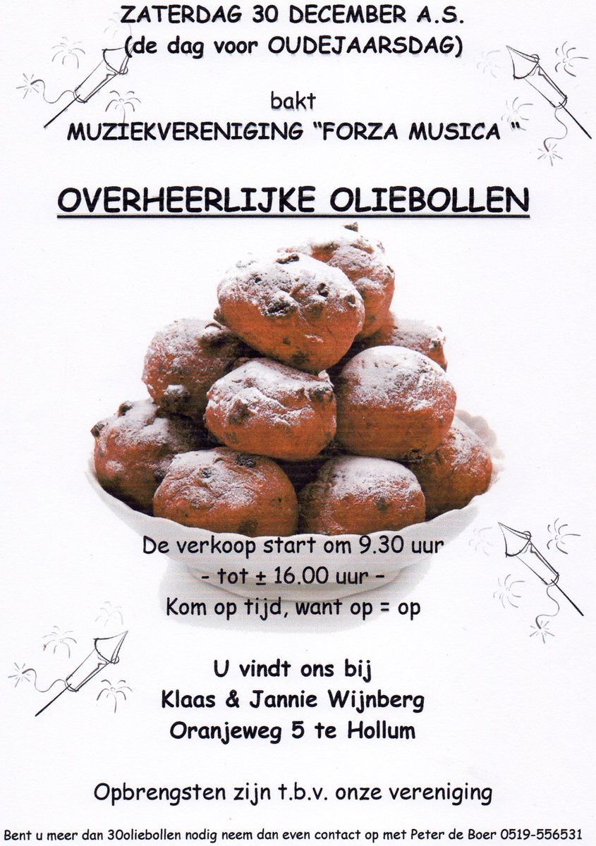 forza_musica's tweet image. Ook deze oud en nieuw verkopen wij weer oliebollen, dit jaar op 30 december i.p.v. 31 december, vanaf 9.30 uur #Oranjeweg 5