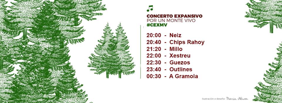 Aquí están todos os horarios do concerto deste venres. Espallade, difundide, acudide. Por un Monte Vivo! #CExMV