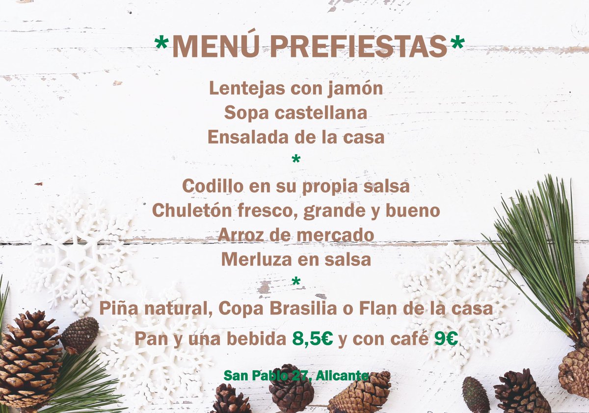 ¡¡¡Nos preparamos para la NOCHEVIEJAAA!!!🔔🍇🍾
Despedimos el año a lo grande con este menú completísimo por 8,5 y 9€.
Terminamos 2017 como lo empezamos... ofreciendo a nuestros clientes un servicio cercano, variado y con productos de calidad y SIEMPRE con todo nuestro CARIÑO.