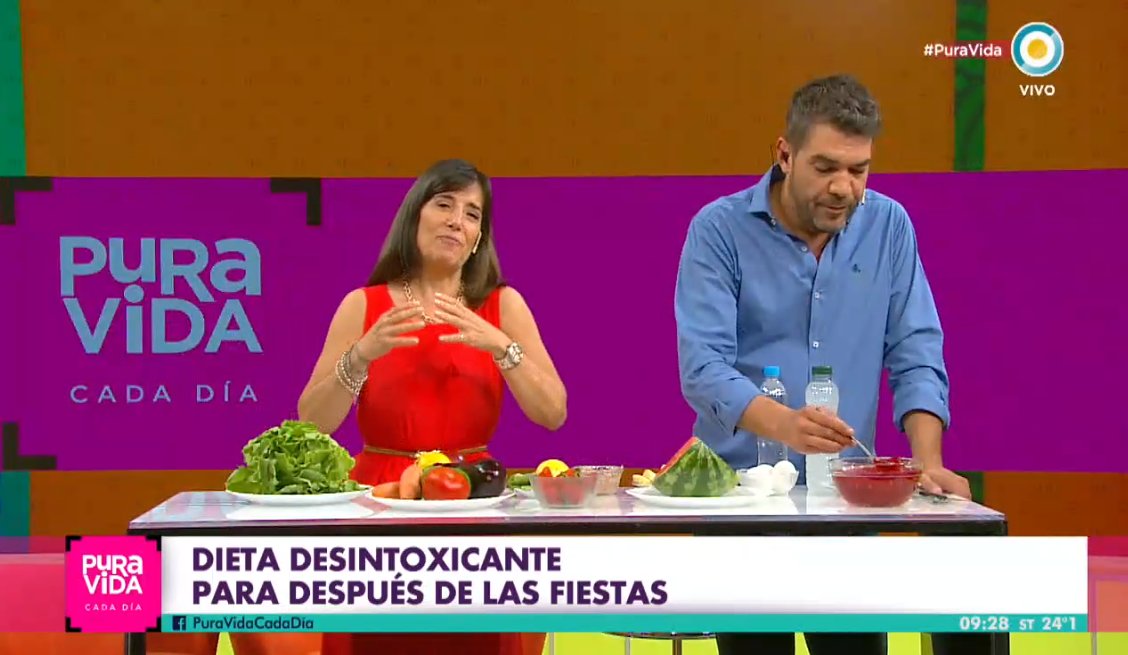[AHORA] #PuraVida | <a href="/adrocormillot/">Adrian Cormillot ( ADRO )</a> se encuentra con <a href="/ChechuGarau/">Cecilia Garau</a> para enseñarnos una dieta desintoxicante para después de las Fiestas