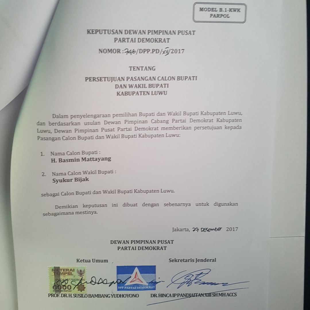 HidayatHafied2's tweet photo. Selamat dan Sukses selalu buat Paslon Bupati/Wkl.Bupati Luwu, #Basmin_Mattayang dan @syukurbijak Semoga mendapat amanah. Aaminn YRA. Cc. @hincapandjaitan @Edhie_Baskoro @ull4herbe @PDemokrat @PDemokratSulsel https://t.co/h8GQqrHqqG