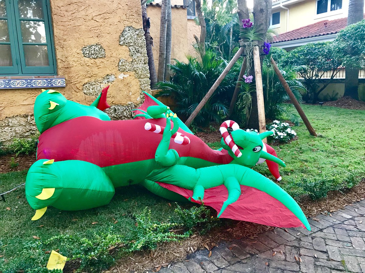 ananavarro's tweet photo. Oh, no! Looks like some of those evil enemies of Christmas Trump eradicated, may have survived. They snuck into my yard in the middle of the night and staged a vicious attack on my Christmas Dragon.๐ https://t.co/FQ9ptfxmpH