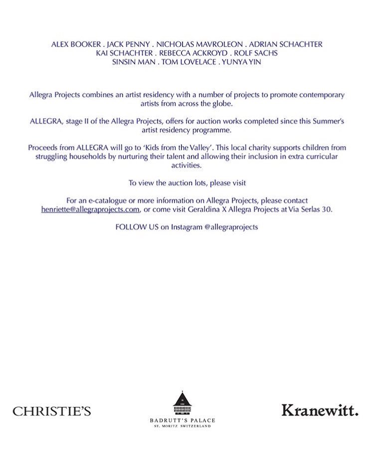 🇨🇭Tonight <a href="/badruttspalace/">Badrutt's Palace</a>, St. Moritz, artworks inspired by the Engadine after my residency  @allegraprojects will be auctioned by Christies.
Proceeds go to ‘Kids from the Valley’ charity. Thanks <a href="/henriettelefort/">Henriette Lefort</a> for the pleasure of working with you and the nine other artists!