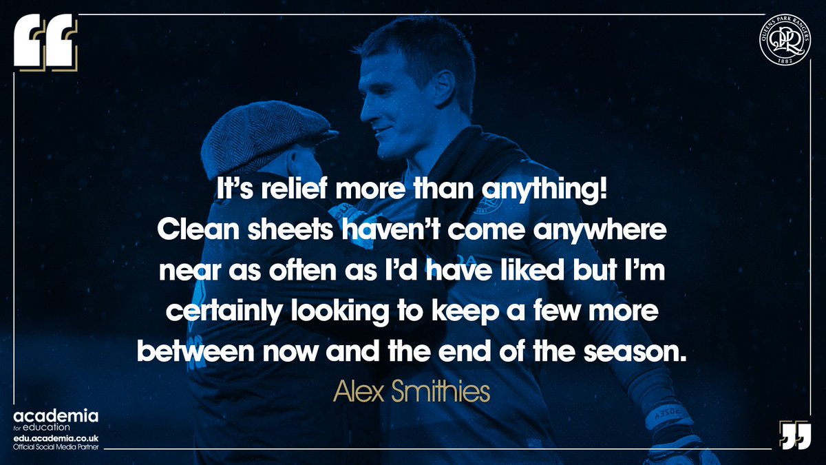 QPR's tweet photo. 💬 Alex Smithies toasted #QPR's long overdue first away clean sheet of the season on Boxing Day.

▶️ https://t.co/RrTlMNDF5w #IPSvQPR https://t.co/7tGVELB9Br