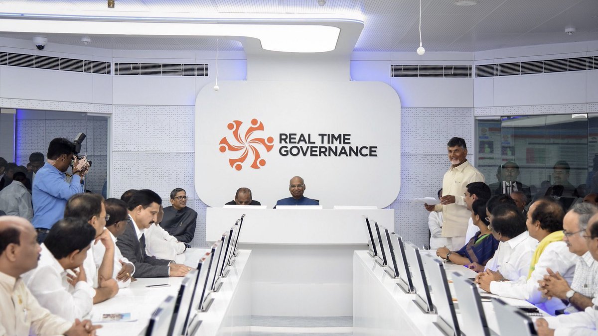 ncbn's tweet photo. First Citizen, Hon'ble President Sri Ram Nath Kovind along with Governor ESL Narasimhan paid a visit to the RTG State Center today and appreciated the real-time model of governance being applied in the state. https://t.co/A4kfPj1dBC