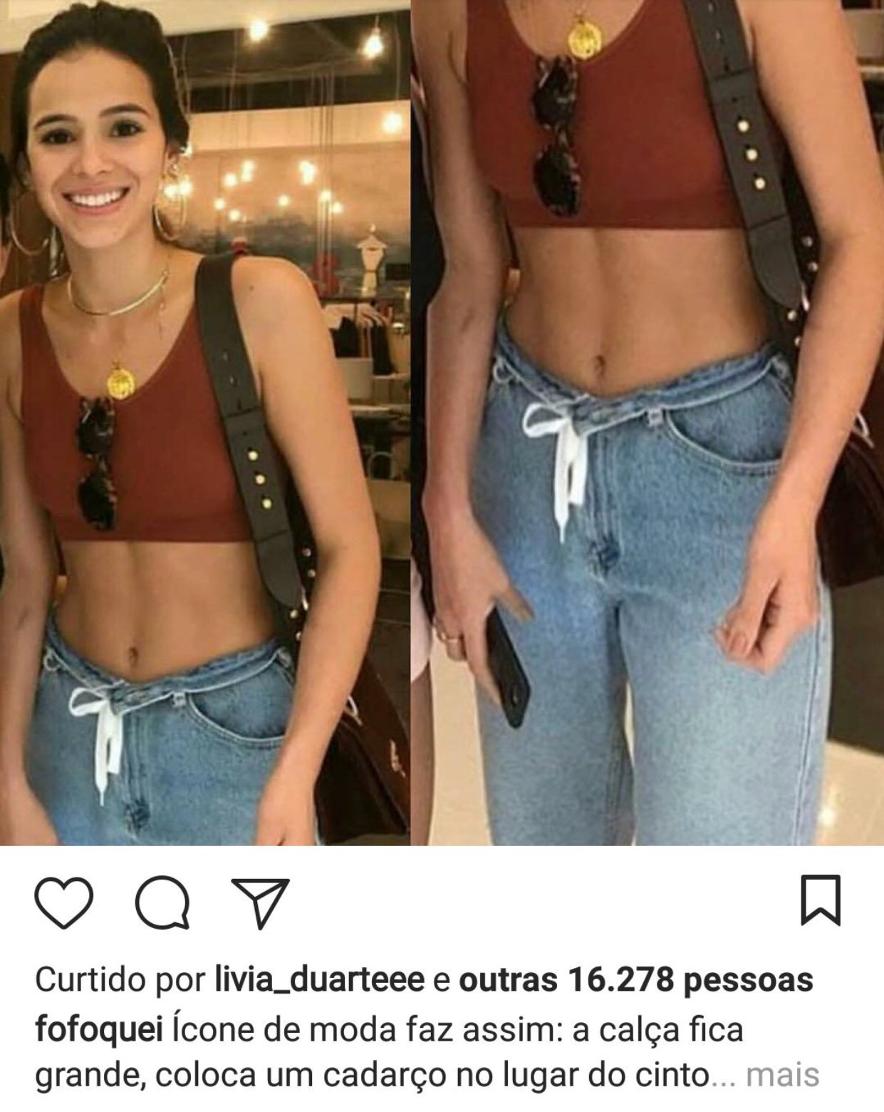 calça jeans com cadarço