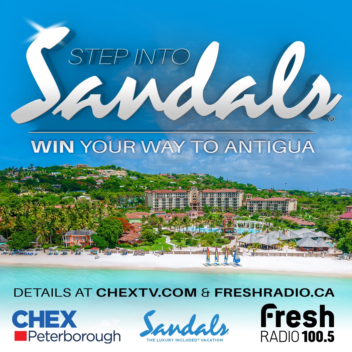 CWalker1015's tweet photo. Anyone up for a free trip to @SandalsResorts Antigua? Details coming January 1, 2018 with @1005FreshRadio @chextv #StepintoSandals https://t.co/g7blJaNB61