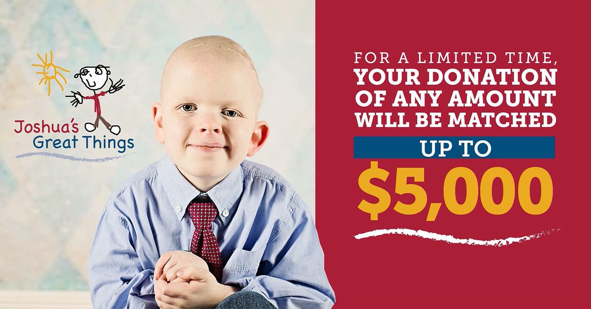 A donor has agreed to match every dollar given from now until the end of December, up to $5,000. Will you help us meet this goal and take advantage of this exciting chance to have your donation matched?  You can close out 2017 doing Great Things!
joshuasgreatthings.org/donation