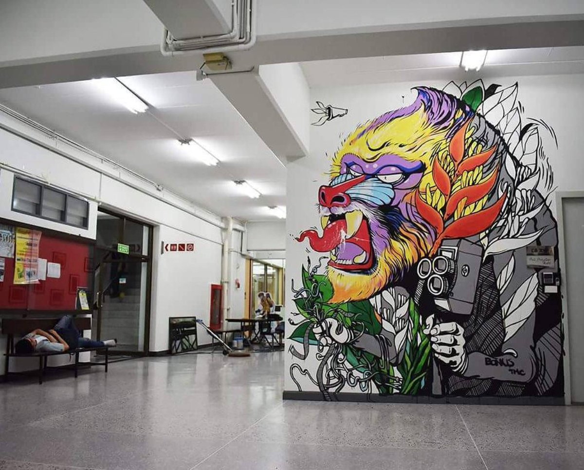 dcwallsfestival's tweet photo. #Mural by #bonustmc in #Bangkok, Thailand entitled 「Angry Baboon」. • #bonusstudio #kmutt #baboon https://t.co/ed1rcW7ZJG