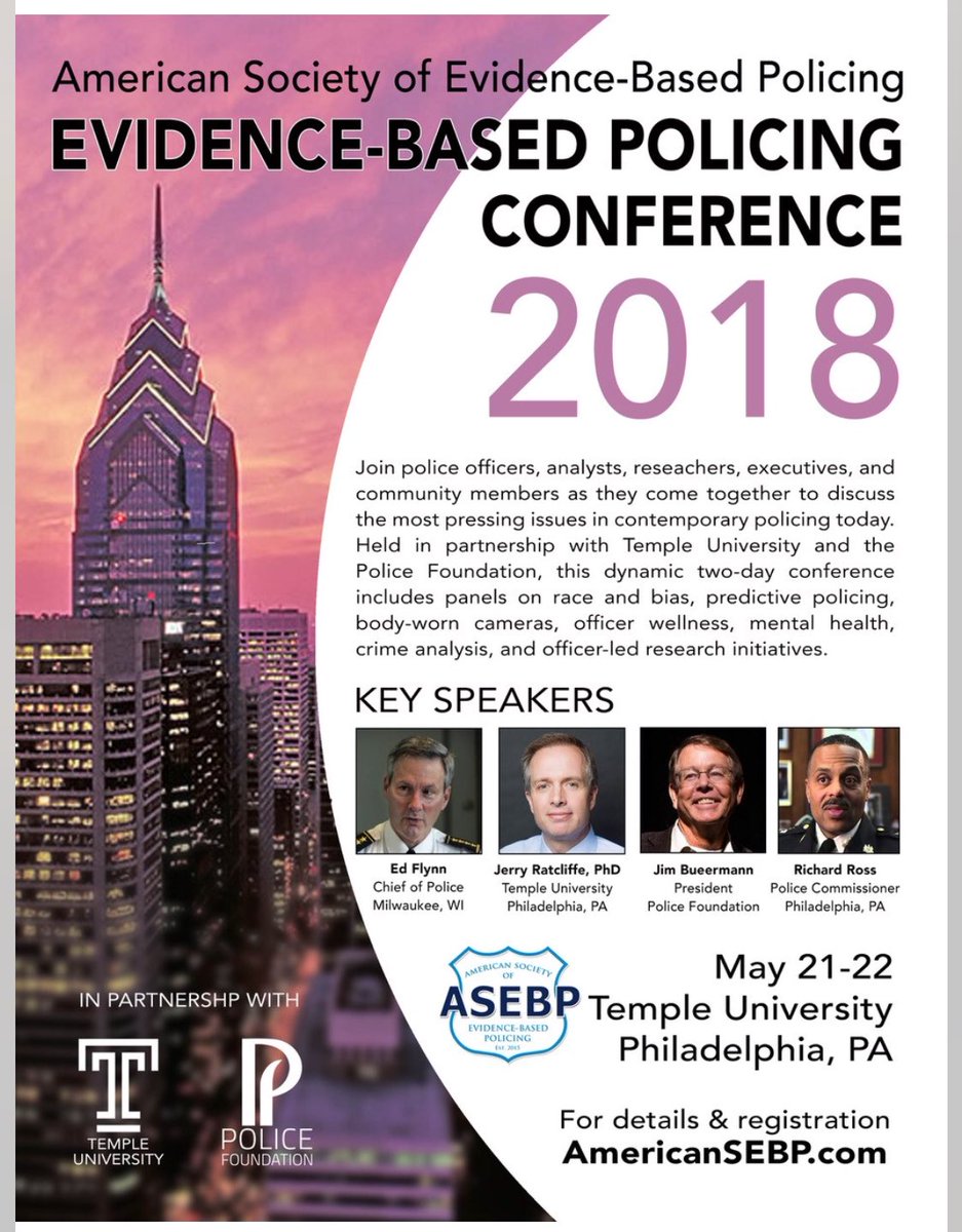 EBpolicing's tweet photo. Let’s continue the progress in Evidence-Based Policing.  Make sure to register for our 2nd annual conference. https://t.co/bppz5eYMVl