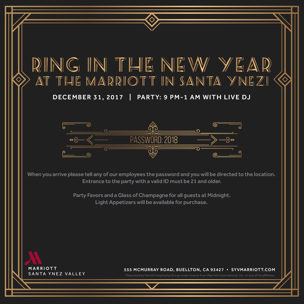 MarriottSYVM's tweet photo. Pssssst! You're Invited - but keep it under your hat  #2018 🍾🥂 https://t.co/DQAYRxnmHC