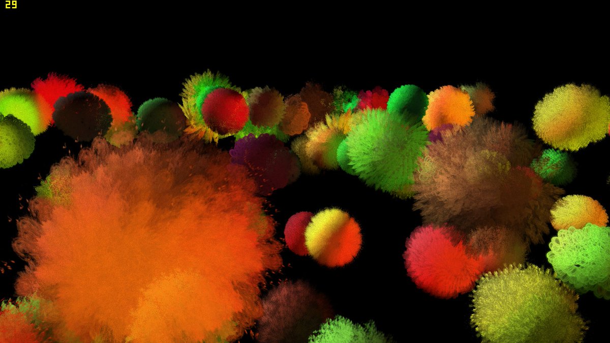 quelsolaar's tweet photo. More fluffyness! Now with reflections, roughness, and textures! #DustEngine https://t.co/hAIxxzBRlK