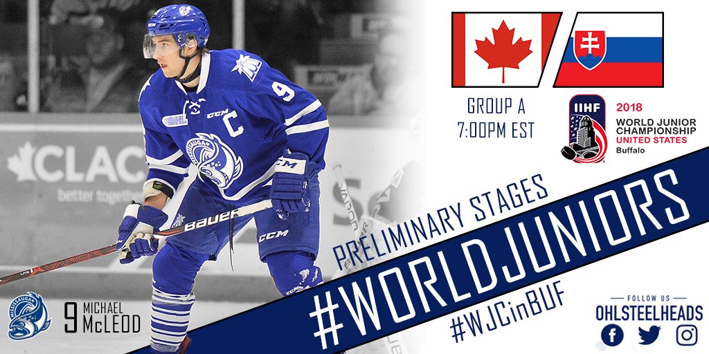 #WorldJuniors action continues today. Cheer on <a href="/MikeyMcLeod9/">Mikey McLeod</a> and team 🇨🇦 as they take on 🇸🇰 at 7:00 PM EST.