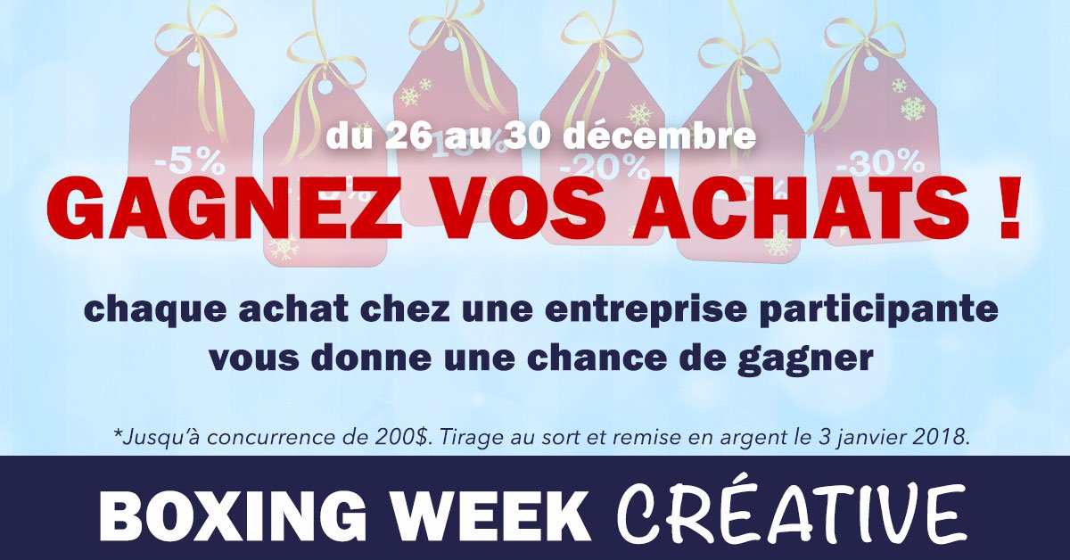 StephStrategies's tweet photo. GAGNEZ VOS ACHATS! Durant la #boxingweekcreative Découvrez les entrepreneurs d'ici et leurs rabais ---> https://t.co/Laghfo1h7i https://t.co/drnXrRxMNs