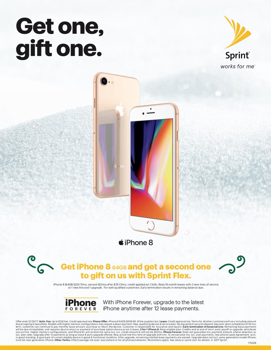 Sprint7693's tweet photo. What a better way to start the new year than with a new iPhone 8? Come in to @Sprint7693 to get yours and we'll give you one more on us. @Sprint4FL @skossa01 @andrewroberts91 @@TownofRiverview @Chrisbeam727 @sprint https://t.co/ooa7EqH7fC