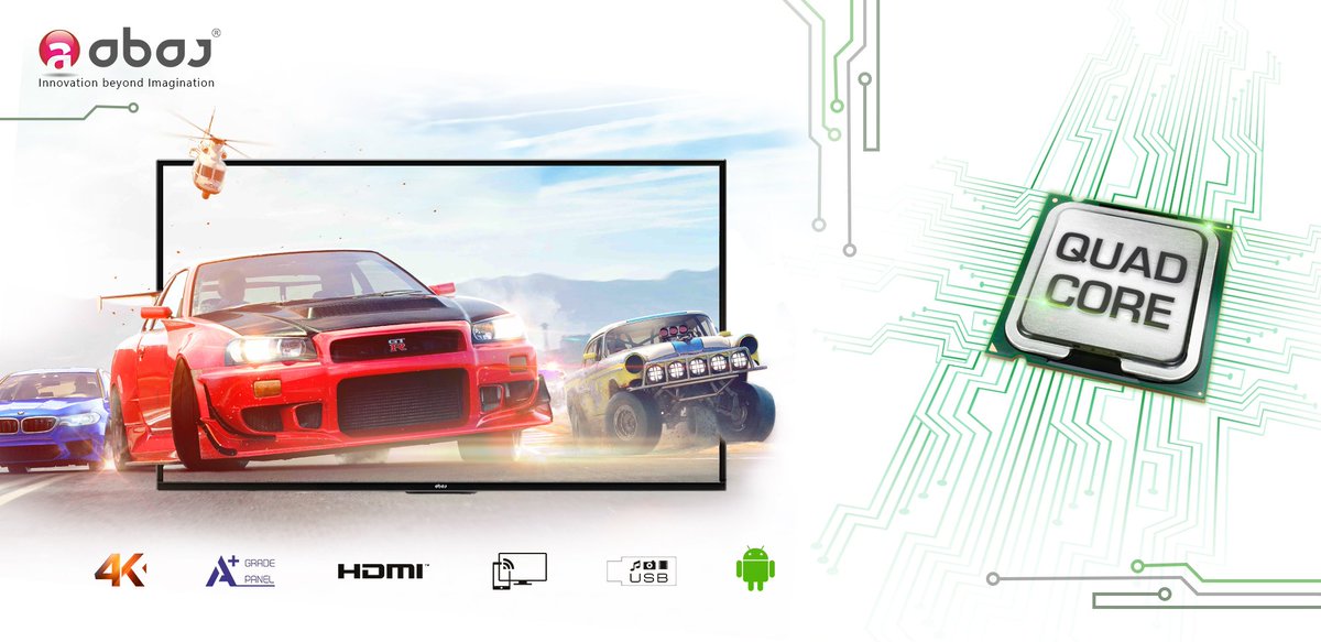 AbajW0rld's tweet image. Quad Core, the brain of Abaj Smart TV. 
Multi-tasking is easy with a powerful processor - faster browsing, downloads, Skype-with-TV. 
Available on Abaj Smart TV models.
#QuadCoreProcessor #HighPerformance #AbajWorld #TVShows #TeleVision #LEDTV #SmartTV #AndroidTV #HDTV #UHDTV