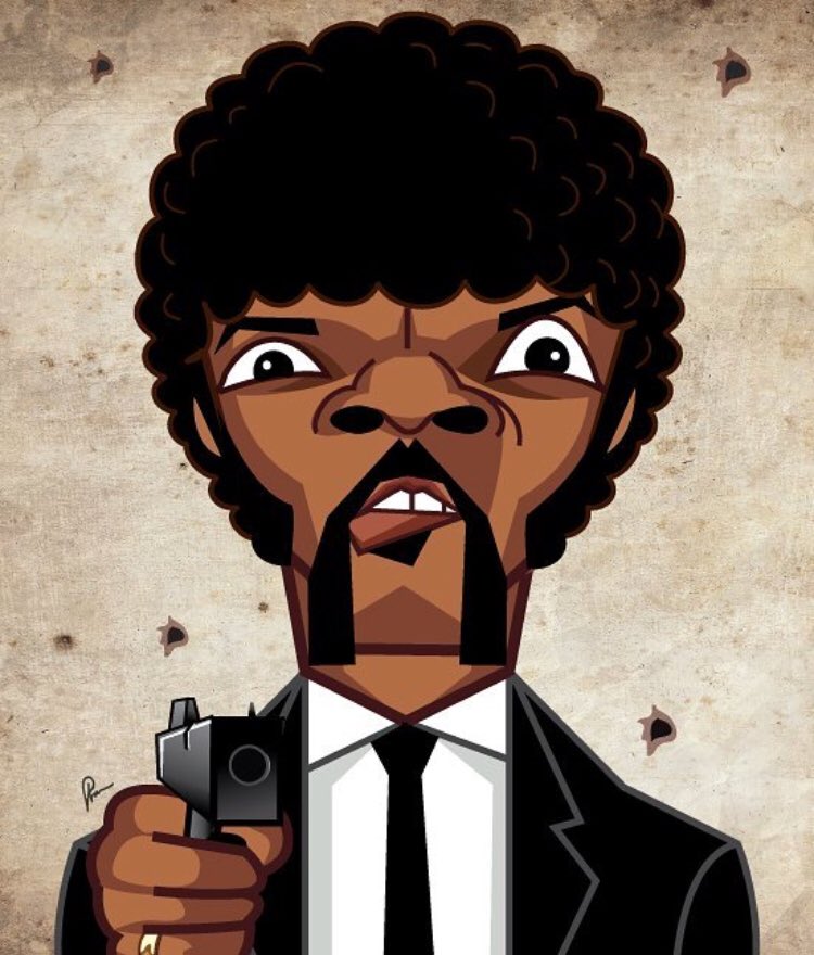 _abhayjindal_'s tweet image. Say “What’s your new year plans” one more time mothafucka!! #samuelljackson #PulpFiction #prasadbhatart  #quentintarantino 🏮
