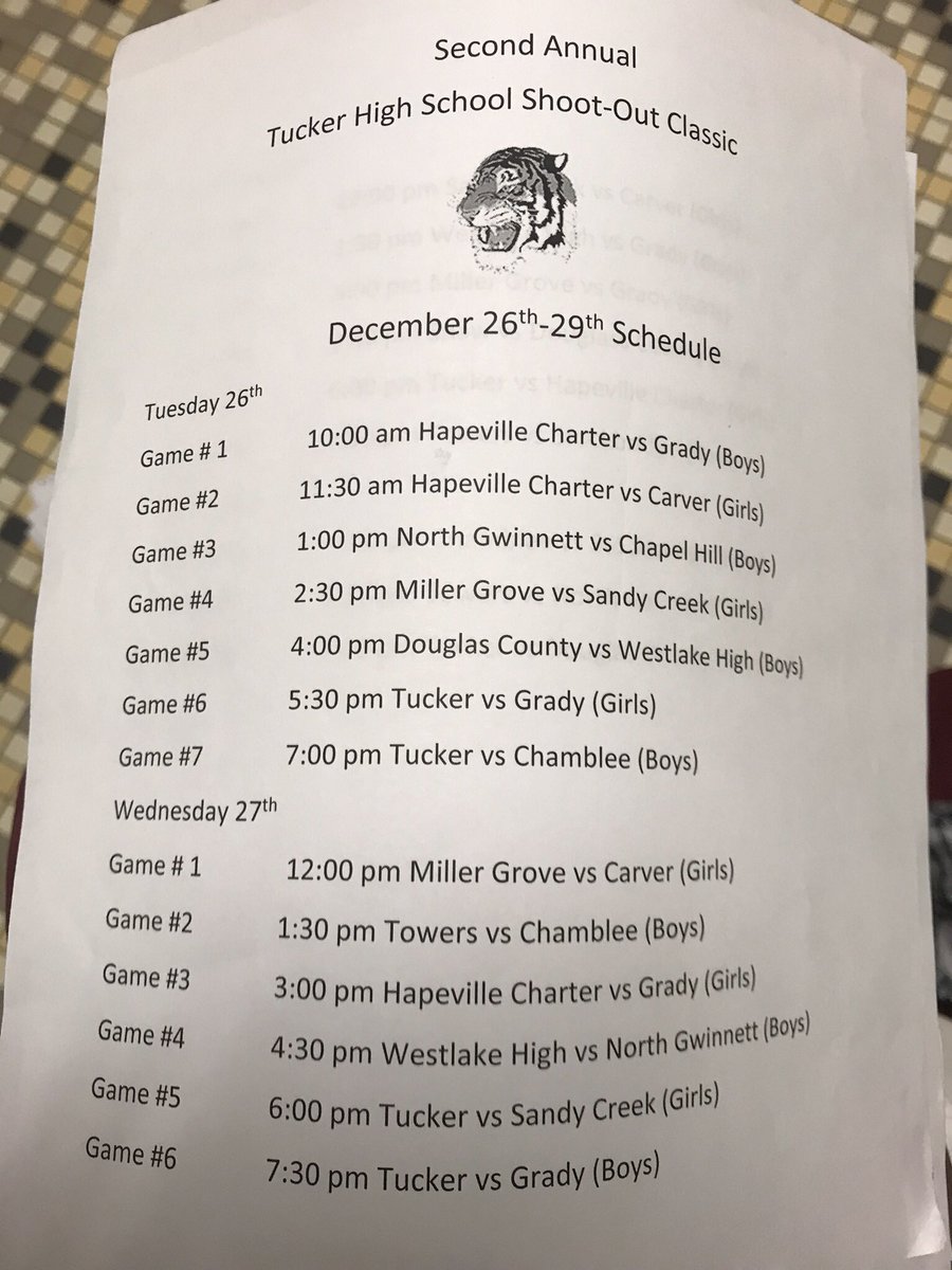 Day 2 of the Tucker Holiday Shootout. Opening matchup: Miller Grove (G) vs Carver Panthers