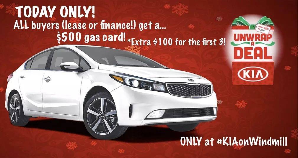 ORegansKIA's tweet photo. ➡️TODAY ONLY! ALL vehicle buyers (lease or finance on NEW or USED) will receive a $500 gas card! ⛽ If you're one of the first 3, add an extra $100! Show us this post to claim your free gas! 🤑 ONLY at #KIAonWindmill. *see dealer for details #carshopping https://t.co/Pj9phok1eg