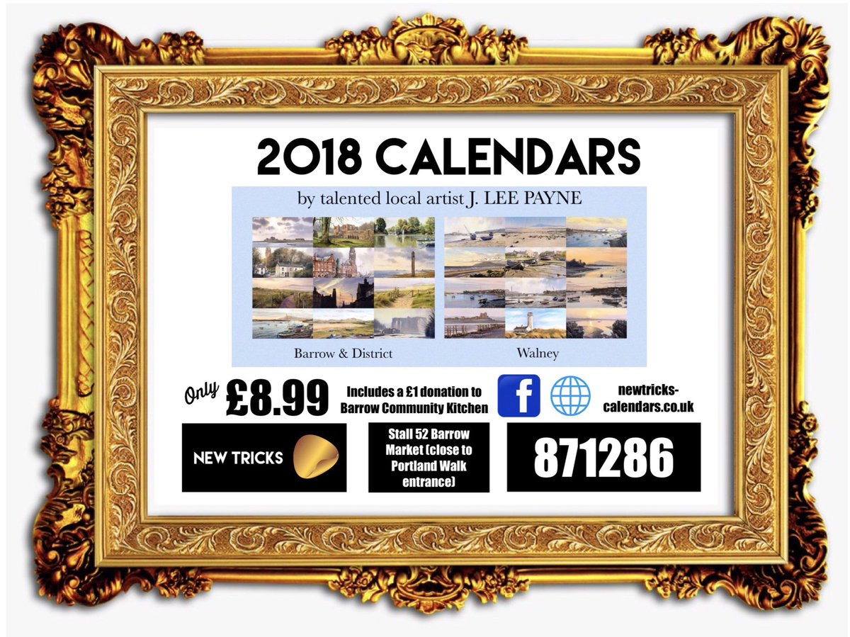 Did you forget to get a calendar ready for the New Year? We still have some Walney or Barrow &amp; District in stock at New Tricks  in Barrow Market. Enjoy stunning paintings by J. Lee Payne all year round in your own home