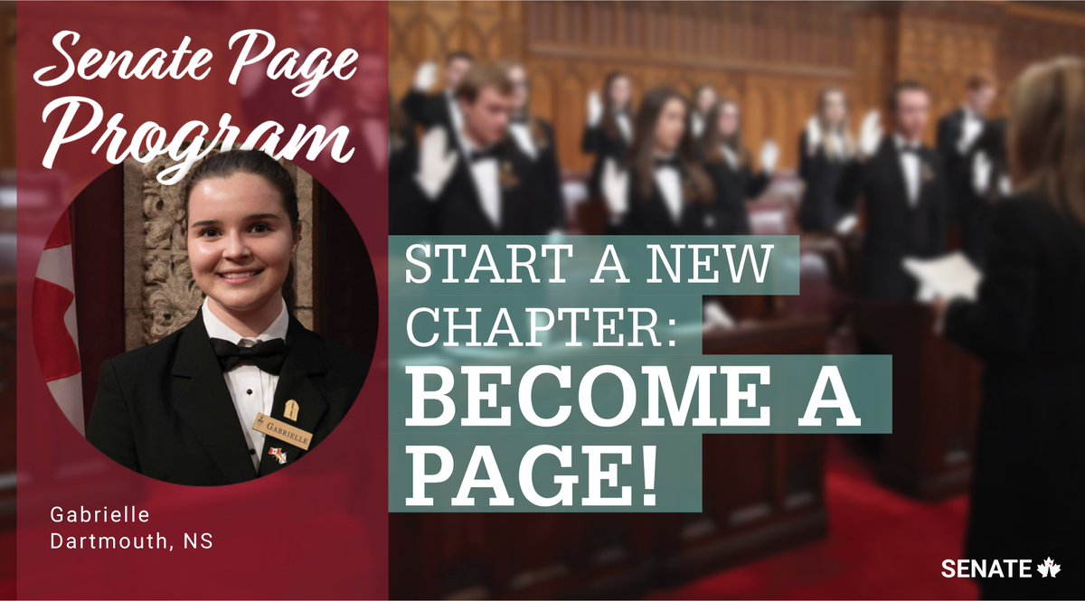 SenateCA's tweet photo. Don’t delay, apply today: your job as page is a click away: https://t.co/Bi3QS776zZ #SenCA #cdnpoli #SenCApage https://t.co/MQf4IgE5hM