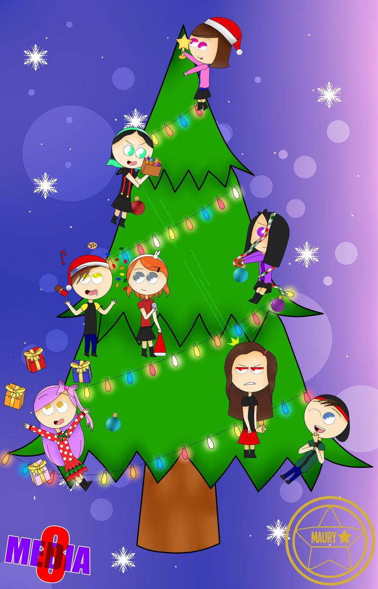 MauryYiyo's tweet photo. Póster Navideño de #MEDIA8 🎄
(Me faltaron Martín y Melina pero importa :'V) https://t.co/PFG3D2KyAN