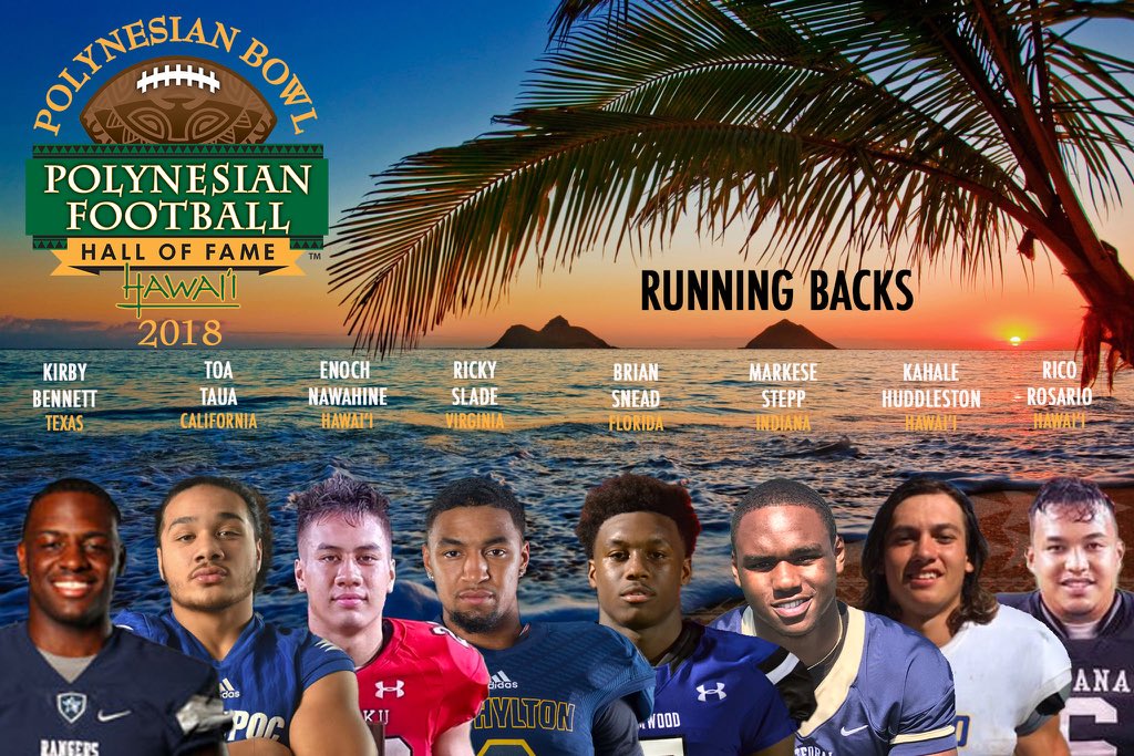 THE RUNNING BACKS... #Final2018Roster #PolyBowl 🤙🏽🌴 @GoHawaii
<a href="/Thekirbybennett/">Kirby Bennett</a> @theToaTaua <a href="/EnochNawahine/">Enoch Nawahine</a> <a href="/TheSlade_Era/">RS3⛏</a> <a href="/snead655/">Campaign_B6</a> <a href="/markese_stepp/">Markese Stepp</a> <a href="/kahale55/">Kahale Huddleston</a> @RicoRosario92