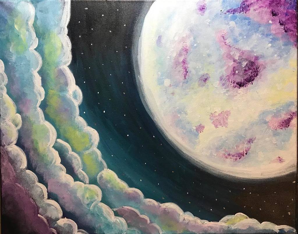 chelzart's tweet photo. “Galaxy’s Edge” a painting I did for @ThePaintSesh! 🌕✨
.
I love being able to paint my own paintings and then instruct the painting for an event! 😌
.
.
.
.
.
.
#Chelzart #CreatingColorfully #CustomArt #Acrylic #Art #Artist #Freelance #Artwork #Color #FineArt Creative #MyArt … https://t.co/Kw25ZnMHCL