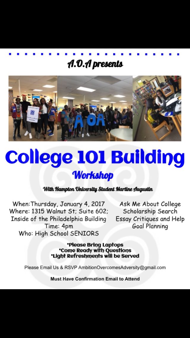 AOA_Campaign's tweet photo. Calling all HIGH SCHOOL SENIORS! This is a first come first serve basis so please RSVP! AOA will be hosting a workshop offering students help with Scholarships, Essays, and Goal Planning. I will also be open to answering questions on my college experience! I hope to see you there https://t.co/n3d6NIoeNm