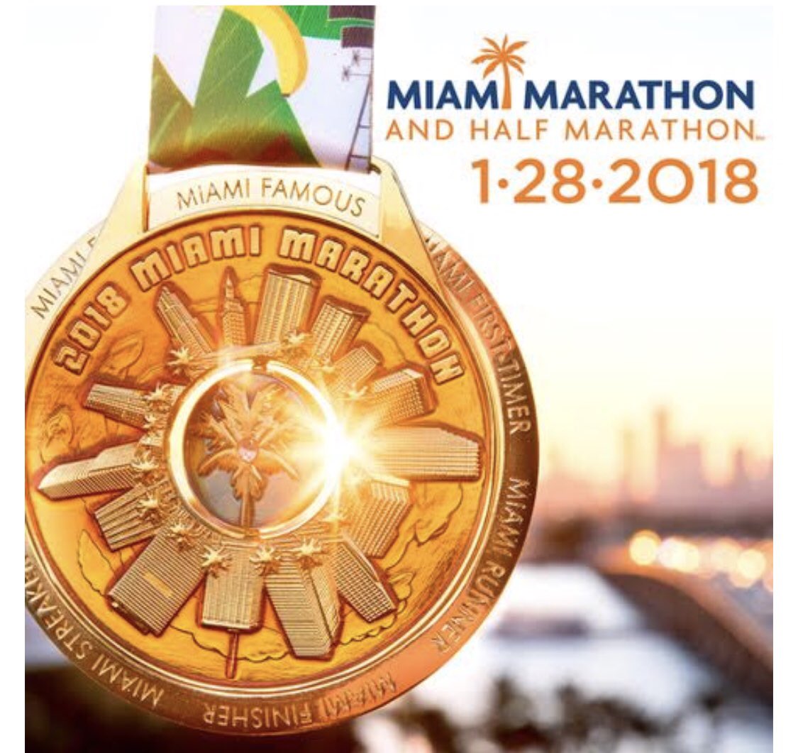 The medal alone makes all the hard work worth it! I can’t wait to cross the finish line at the 2018 #MiamiMarathon on January 28th, and I hope to see you there too! Register today to claim your spot at the start line. #NotRunningWithoutYou #NotMiamiWithoutYou